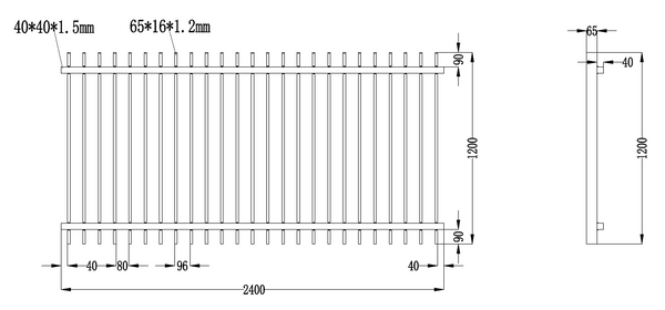 Aluminium Blade Pool Fence Panel 1200MM (H) x 2400 (W)