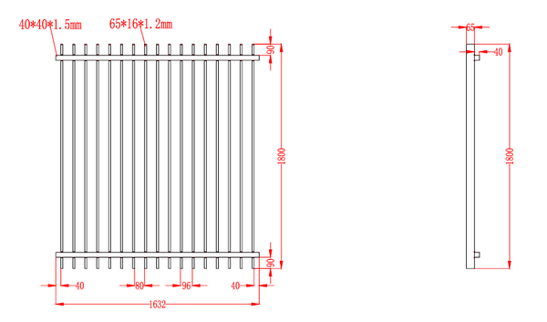 Aluminium Blade Fence Panel 1800mm (H) x 1632mm (W) INC CAPS
