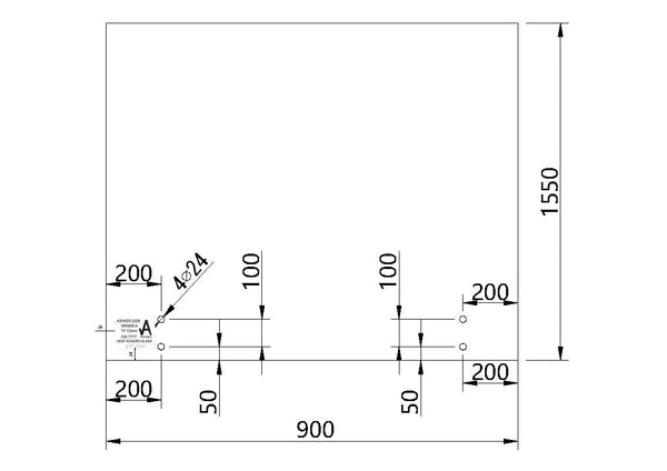 900W x 1550H Standoff Pool Fence Toughened & Heat Soaked Glass Panel