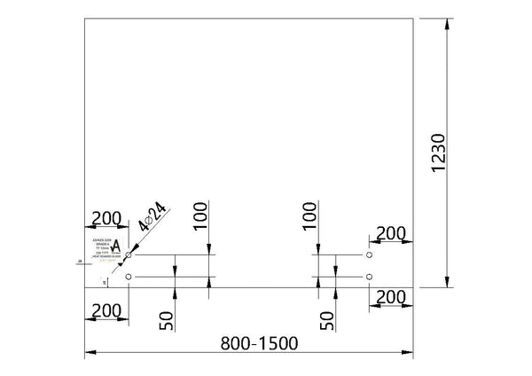 Clear Toughened & Heat Soaked Standoff Glass Panel C/W 4 Holes 12mm (T) x 1230 (H)