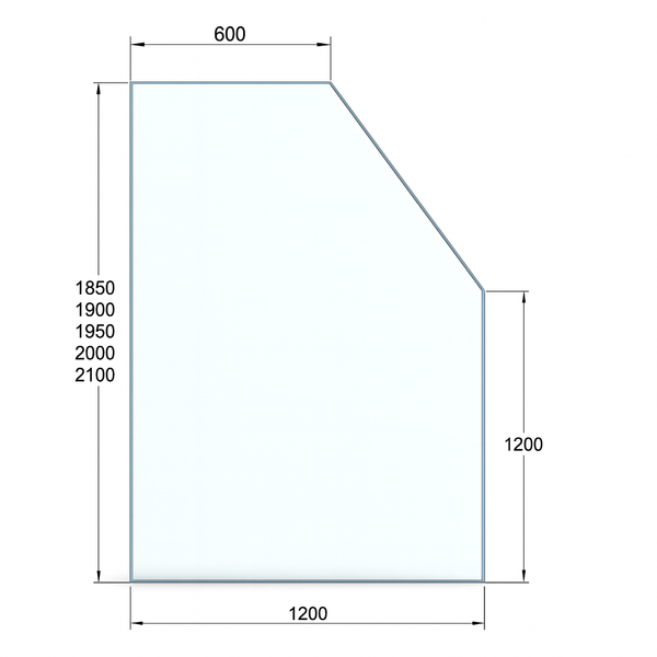 Clear Toughened Glass Pool Raked Panel 12mm (T) x 1200 (W)