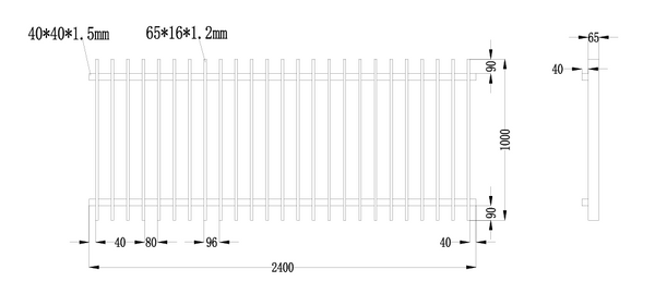 Aluminium Blade Garden Fence Panel 1000MM (H) x 2400 (W)