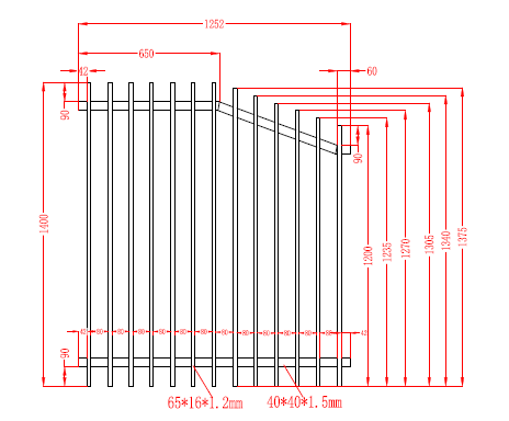 Aluminium Blade Raked Pool Fence Panel