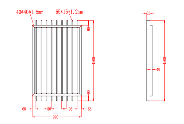 Aluminium Blade Gate Panel 1500mm (H) x 920mm (W)