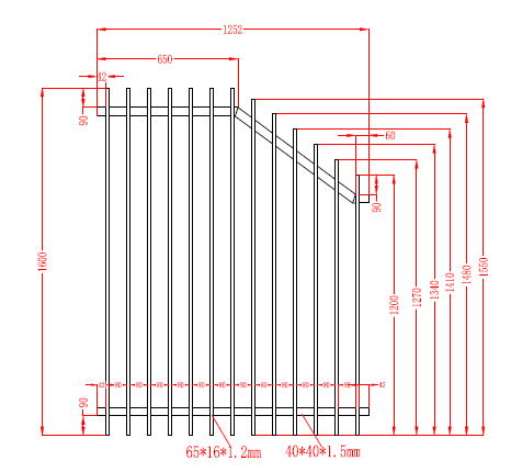 Aluminium Blade Raked Pool Fence Panel