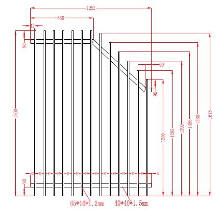 Aluminium Blade Raked Pool Fence Panel