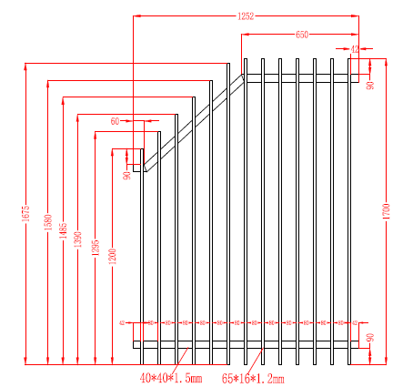 Aluminium Blade Raked Pool Fence Panel