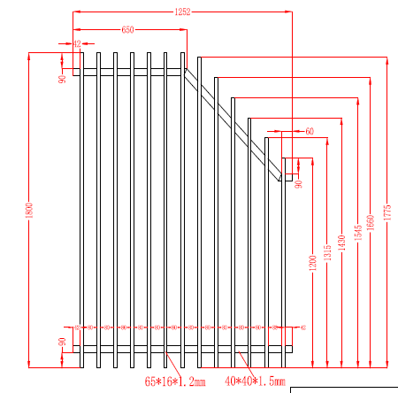 Aluminium Blade Raked Pool Fence Panel