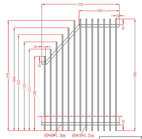 Aluminium Blade Raked Pool Fence Panel