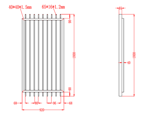 Aluminium Blade Gate Panel 1800mm (H) x 920mm (W)