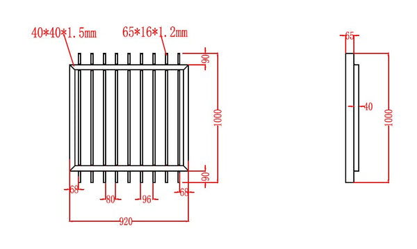 Aluminium Blade Garden Gate Panel 1000MM (H) x 920 (W)