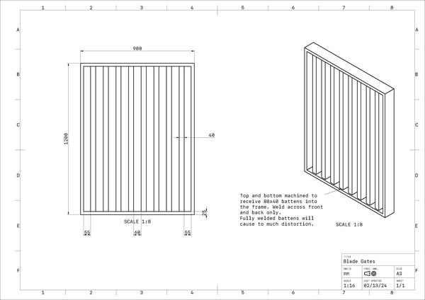 Frameless Blade Pool Fencing Welded Gate