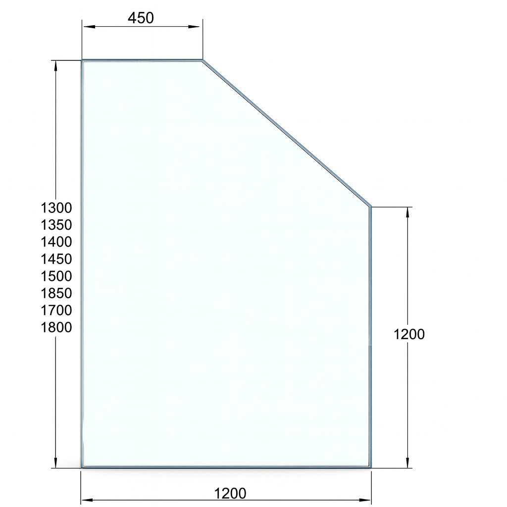 Clear Toughened Glass Pool Raked Panel 12mm (T) x 1200 (W) – UFENCEIT