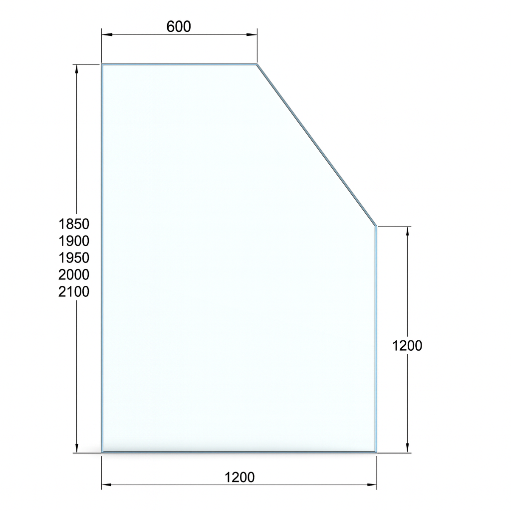Clear Toughened Glass Pool Raked Panel 12mm (T) x 1200 (W) – UFENCEIT