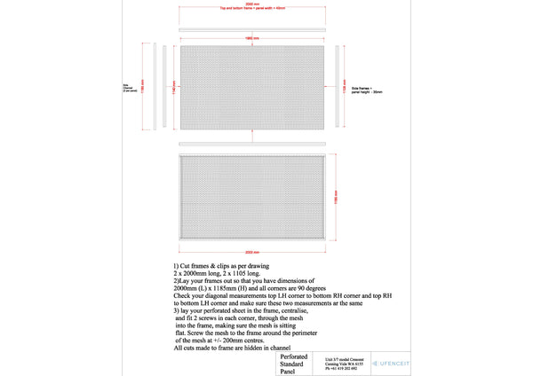 Perforated Pool Panel 2 Meter KIT